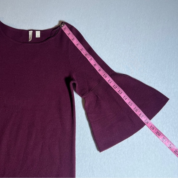 Anthropologie Moth Chester Dress w/ Bell Flare Sleeves in Red Plum Purple, Small - Picture 5 of 9